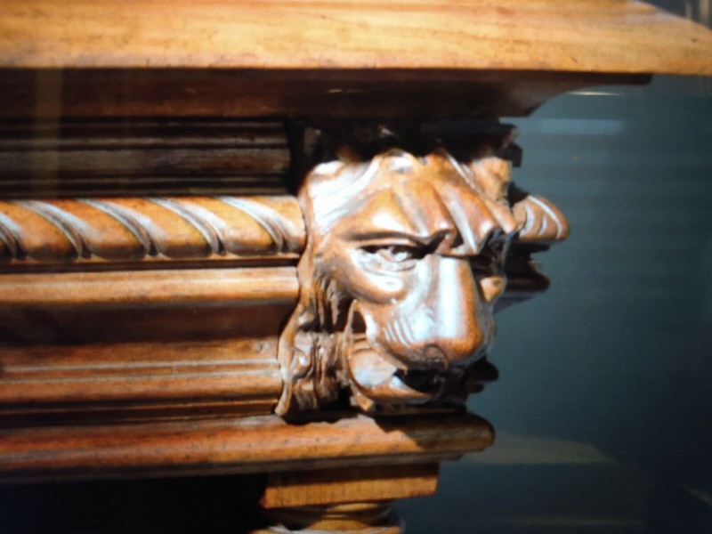 Antique French Renaissance Henry ll Walnut Heavily Carved Marble Top Server 1890 gallery