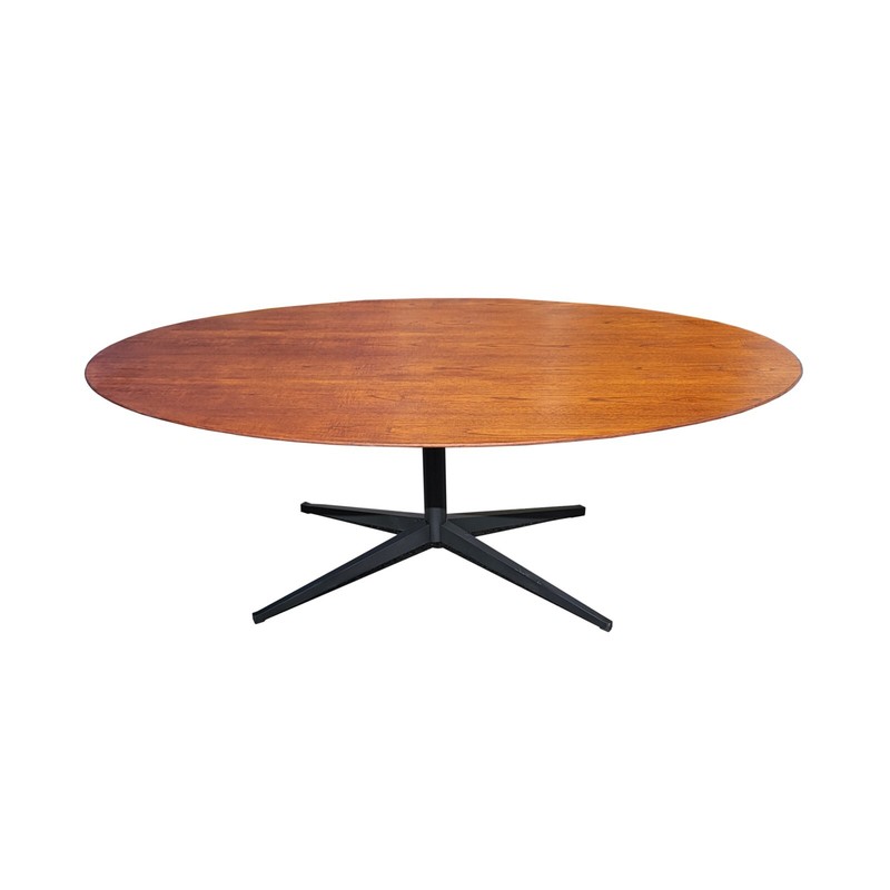 Florence Knoll Walnut Oval Dining Table or Desk for Knoll Inc.