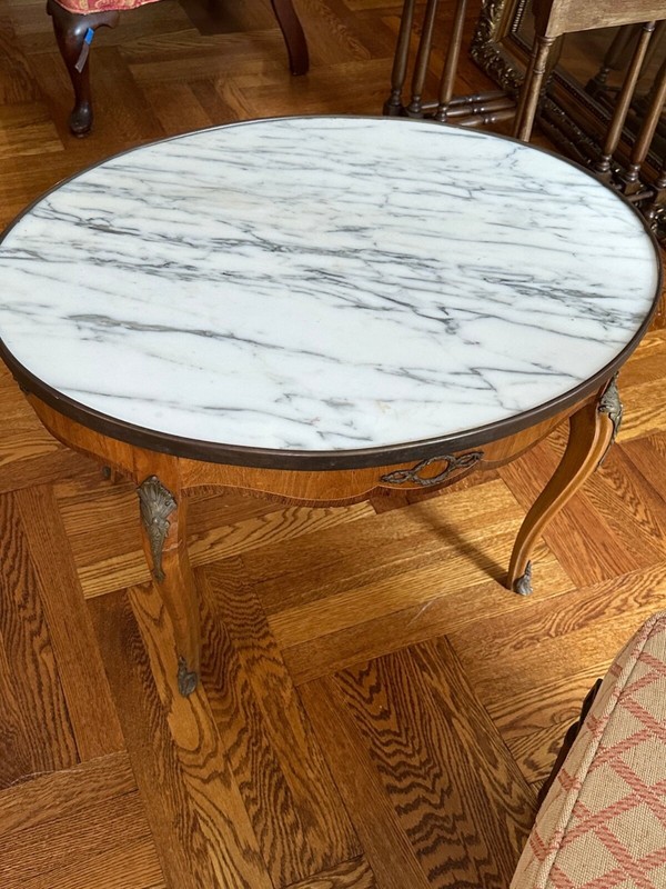 Louis XV Style Oval Marble Top Occasional Table gallery
