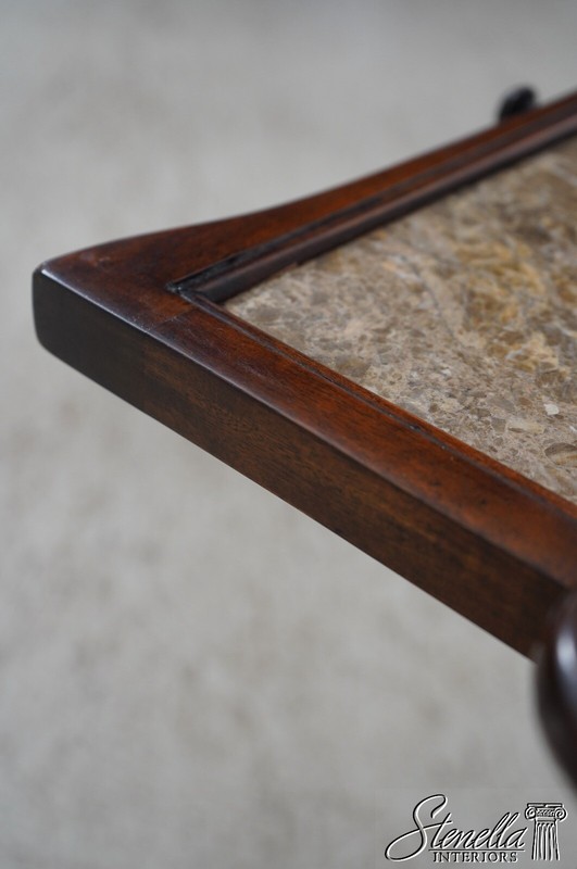 L67214: THEODORE ALEXANDER 2 Tier Mahogany Marble Top Stand gallery
