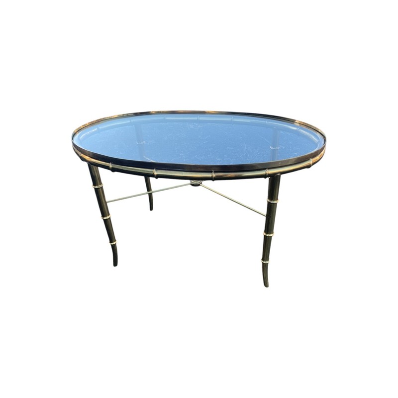 1970s Mastercraft Brass and Faux Bamboo Coffee Table gallery