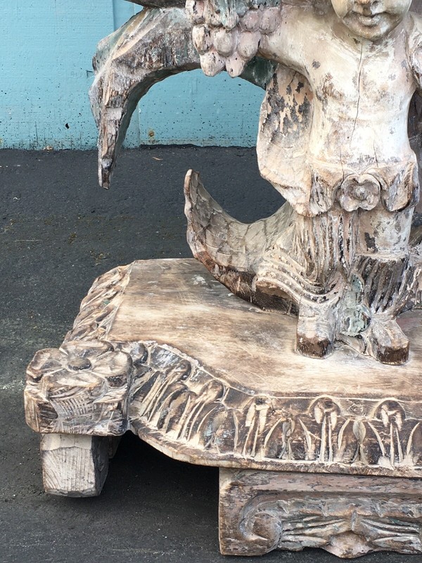 Antique Mexican Side Table Console Bacchus Wine Grapes Vineyard Early California gallery