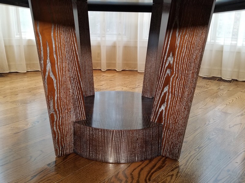 Contemporary Custom Art Deco Revival Table In Cerused Stained Rift-Sawn Oak gallery
