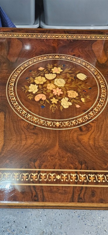 Italian Inlaid Wood Multi Game Table with Roulette, Checkers Chess and Backammon gallery