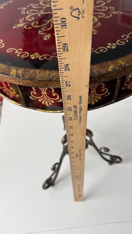 Gold &Red Italian Florentine Style Round Pedestal Accent Table 16”x27”H gallery