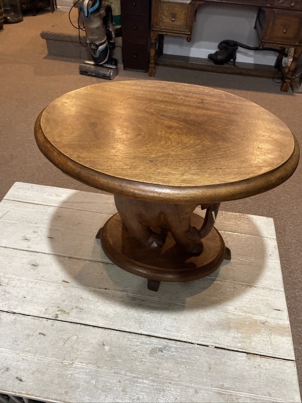 Antique Hand Carved Elephant Side Table gallery
