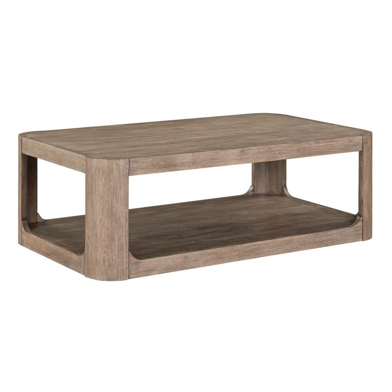 Living Room Rectangular Cocktail Table with Wheels – Burnished Clay Oak Wood