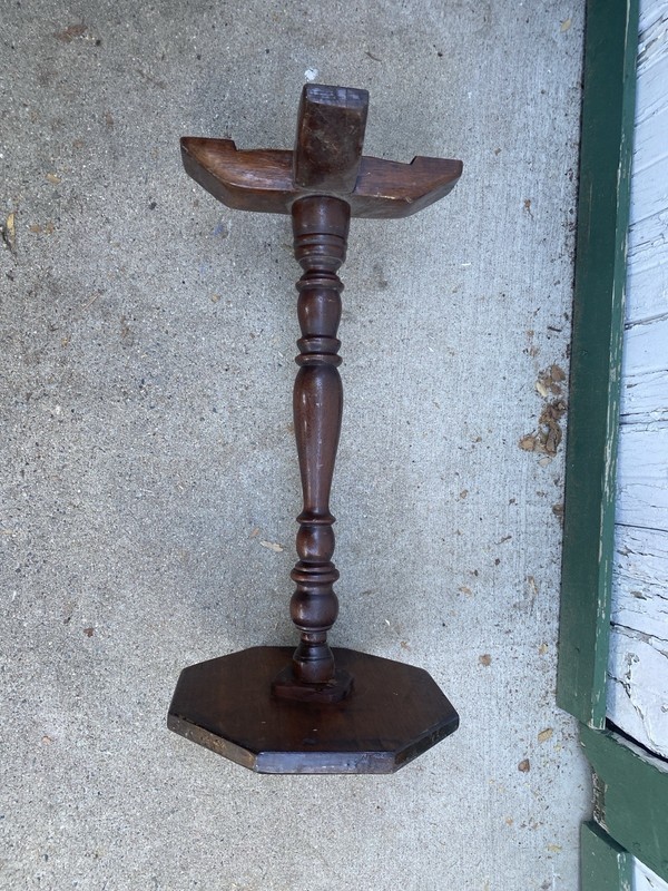 Antique Black Walnut Side Table Wood 1930s Vintage 24.5 inches Tall Dated 1934 gallery
