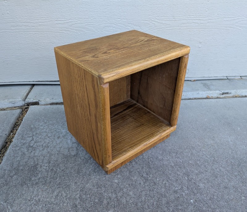 Vintage Rustic Country Oak Wood Table w Cubby/Curio Open Cube Box Shelf K53 gallery