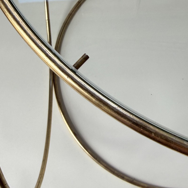 Vintage Table Glass Top Brass Rod Postmodern Op Art Cube End Side Accent gallery