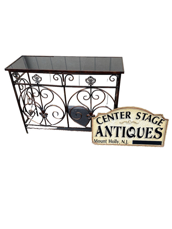 66146 Metal Console Hall Table Stand with Tile Top