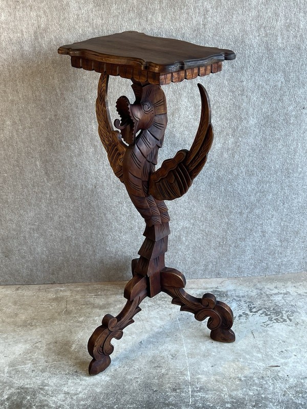 Antique Victorian Gothic Hand Carved Mahogany Dragon Drink Table gallery