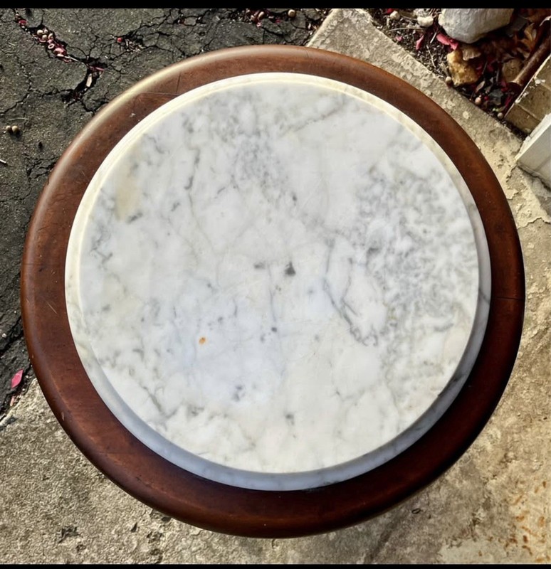 Antique Victorian Era Organ Stool Marble Top Side Table gallery