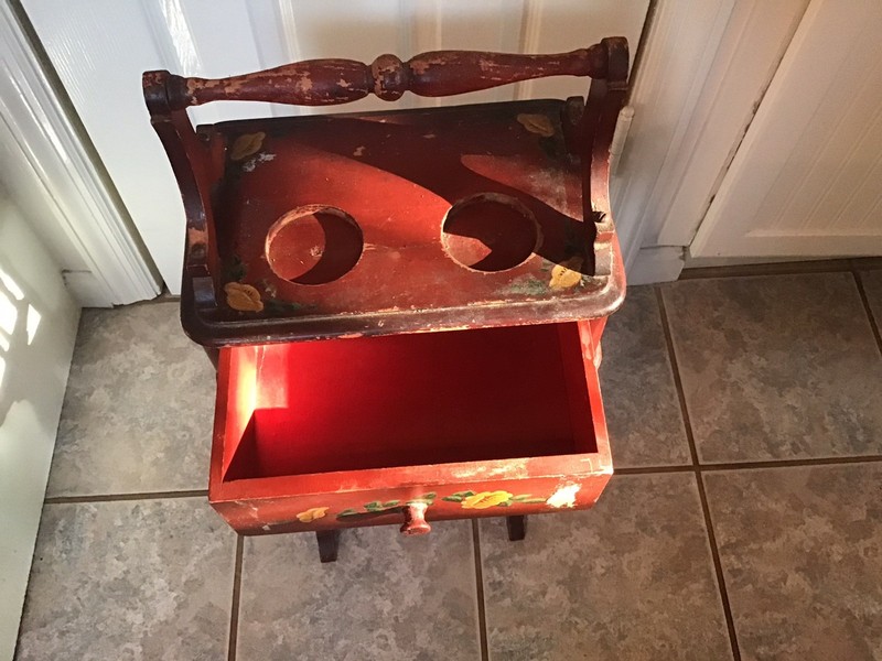 Vintage Smokers Table With Drawer, Hand Painted gallery