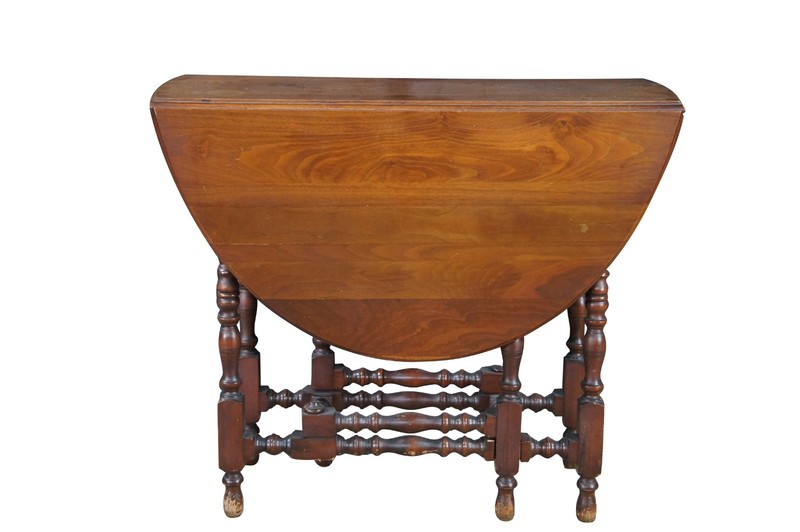 Antique William & Mary Style Oak Oval Drop Leaf Gateleg Side Table gallery