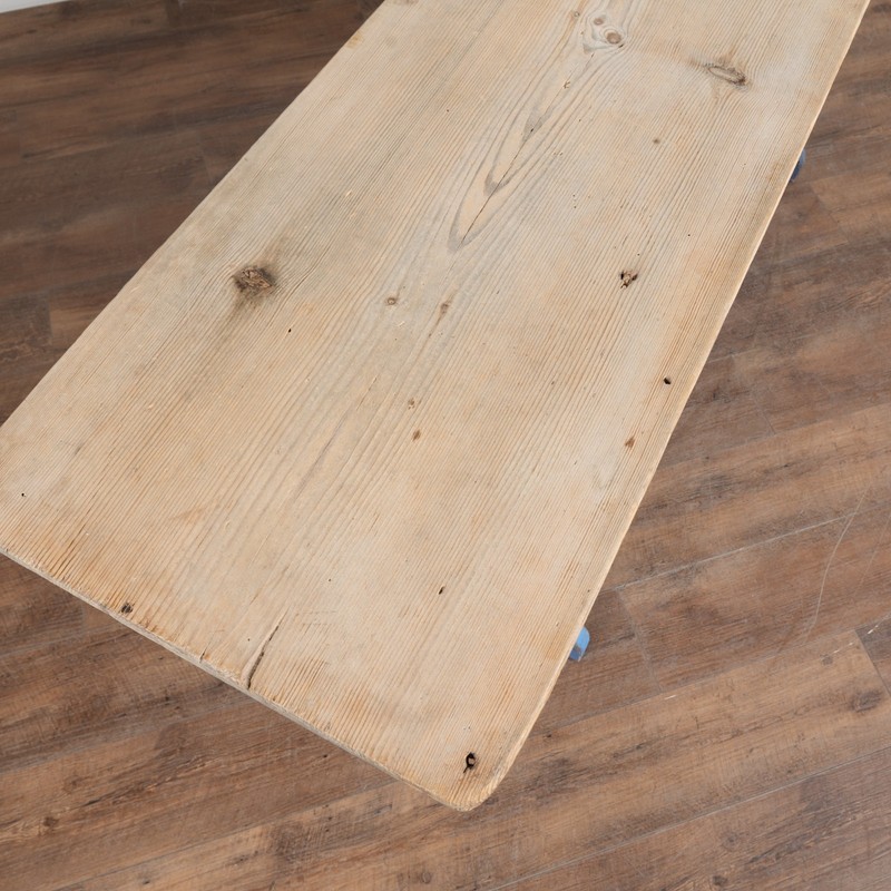 Early 19th-Century Swedish Pine Console Table with Blue Trestle Base gallery
