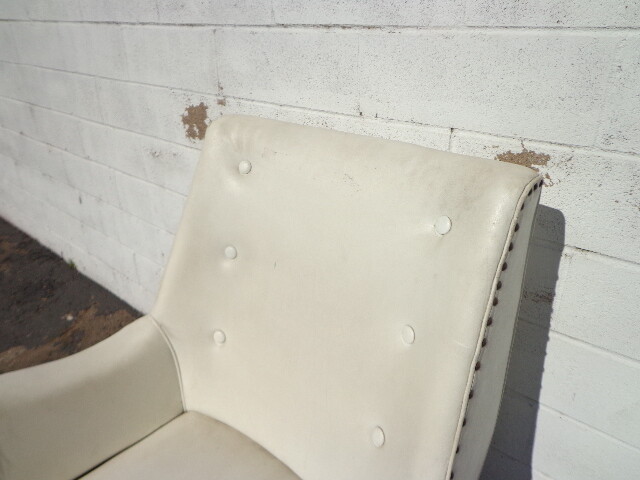 Mid Century Modern Chair Lounge Armchair White Leatherette Seating Retro Nail gallery