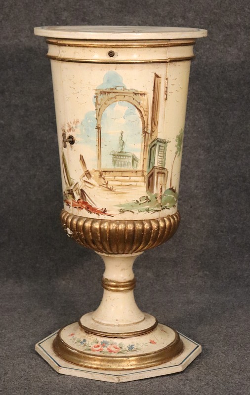 Hand-Painted Venetian Italian Urn Form Pedestal, circa 1940s