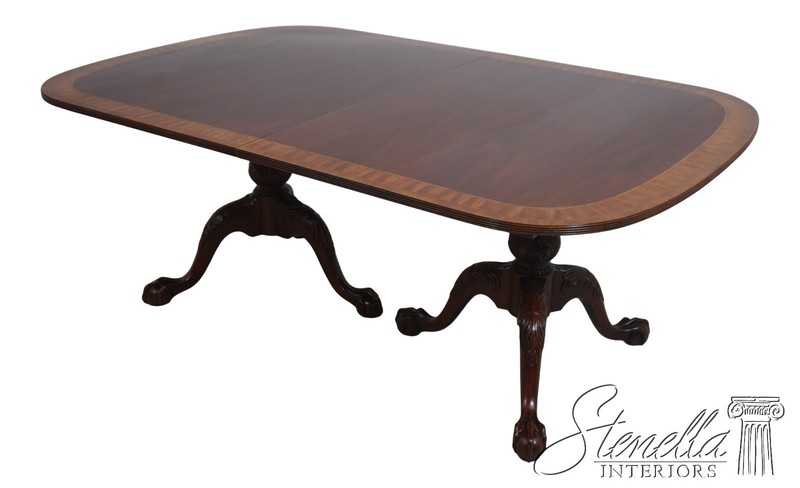 L69926: COUNCILL CRAFTSMEN Mahogany Inlaid Double Pedestal Dining Table