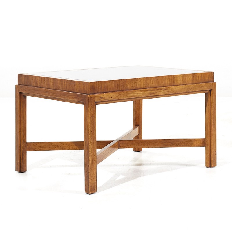 Drexel Heritage Mid Century Walnut and Smoked Glass Side End Table gallery