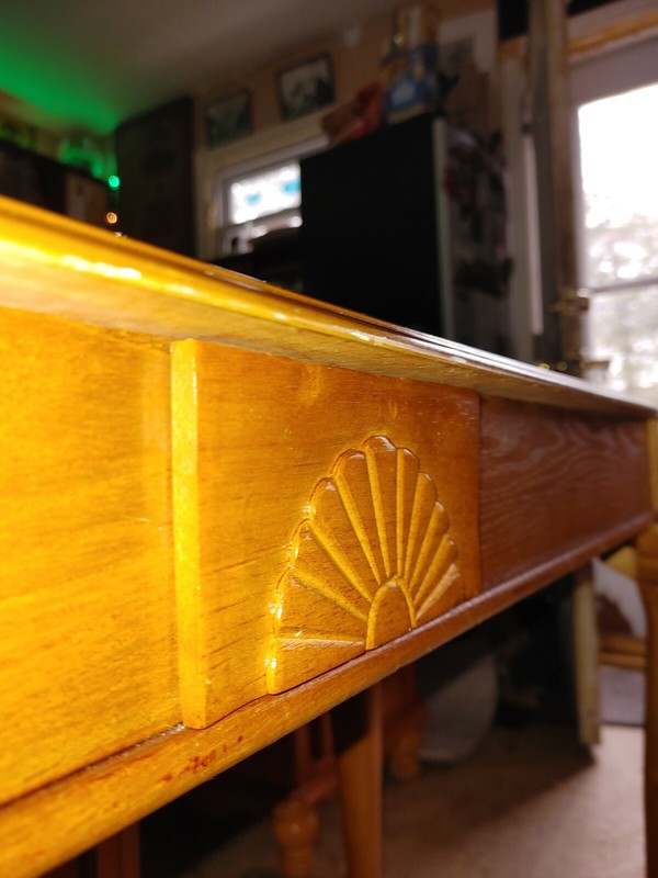Cape May Antique Hallway/foyer Table- Carved Wood And Glass- STUNNING IN PERSON/ gallery