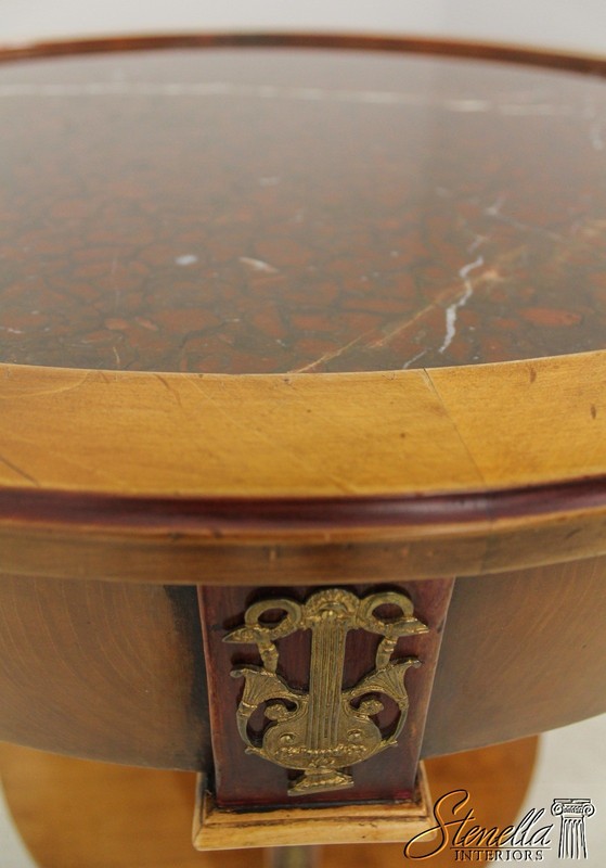 L58592: Round French Neoclassical Design Round Marble Top Lamp Table gallery
