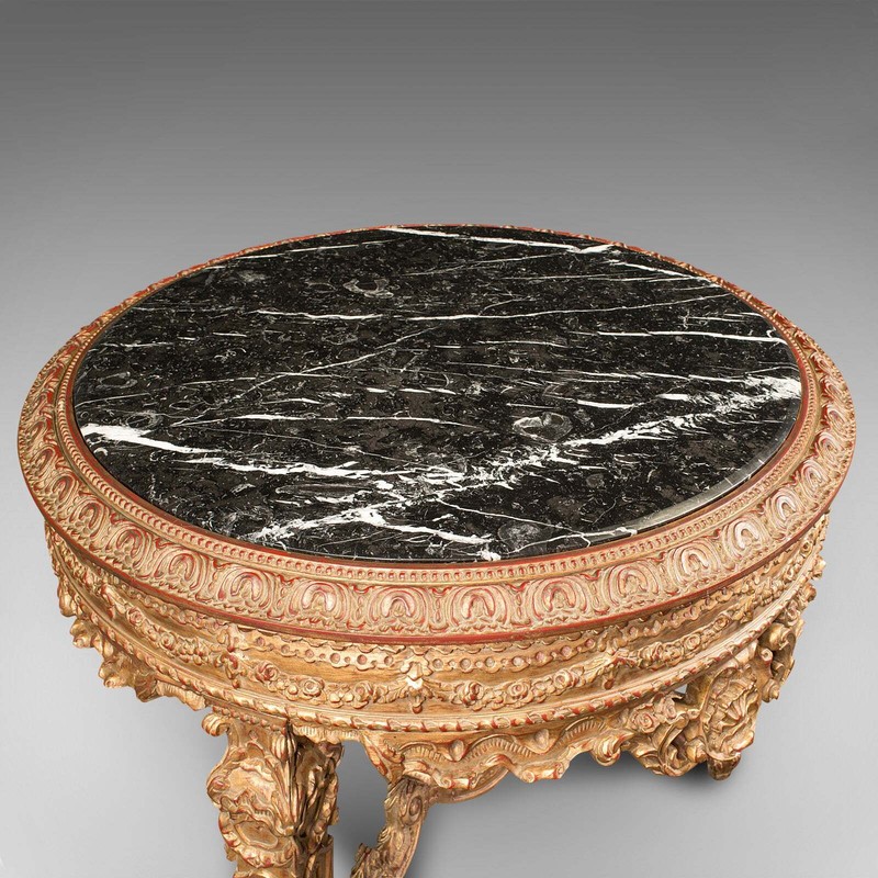 Large Vintage Circular Table, Continental, Marble, Centrepiece, Rococo Revival gallery