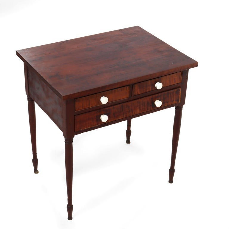 Antique Cherry & Tiger Maple 3-Drawer Small Server C1830 gallery