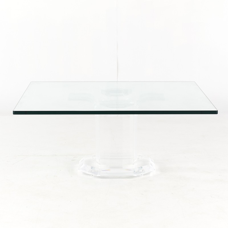 Mid Century Lucite and Glass Square Coffee Table gallery