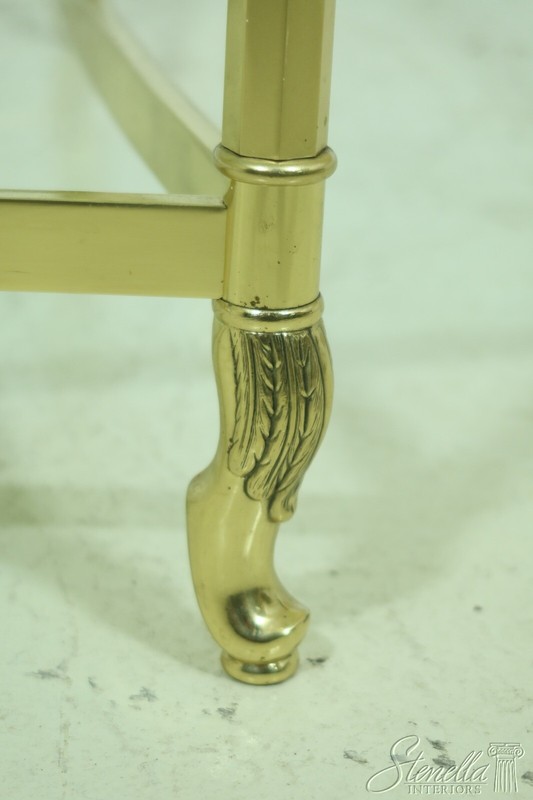 52967EC: LABARGE Brass Base Glass Top Coffee Cocktail Table gallery