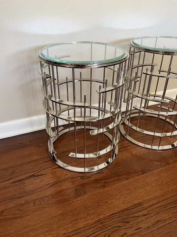 Thomas Pheasant For Baker Furniture Tic Tac Side Drink Table Nickel Set gallery