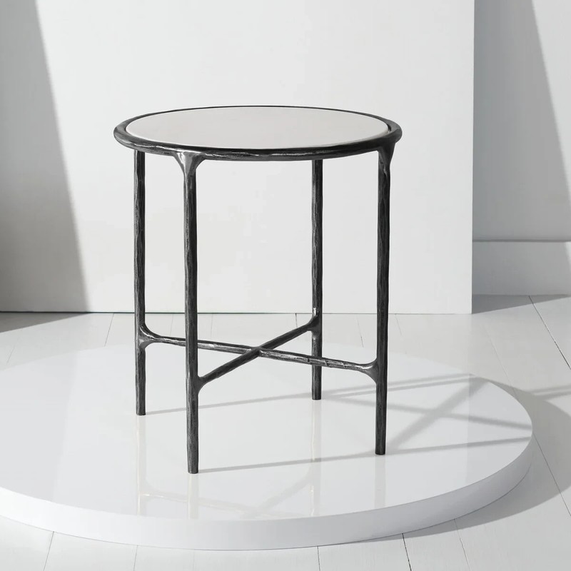 Safavieh JESSA METAL ROUND END TABLE, SFV9505D 18″ X 18″ X 20″H – New Opened Box