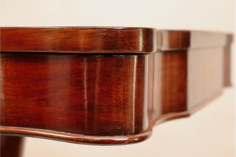Antique English Chesterfield Style Leather Top Mahogany Card Table gallery
