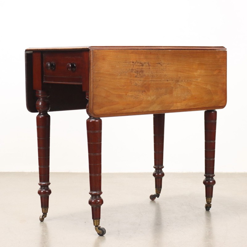 Antique Coffee Table Mahogany Drawers Decorations XIX Century Original gallery