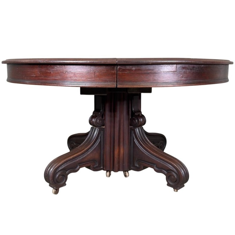 Antique Victorian Black Walnut Banquet Dining Table – Extends to 14 Feet! #22619 gallery