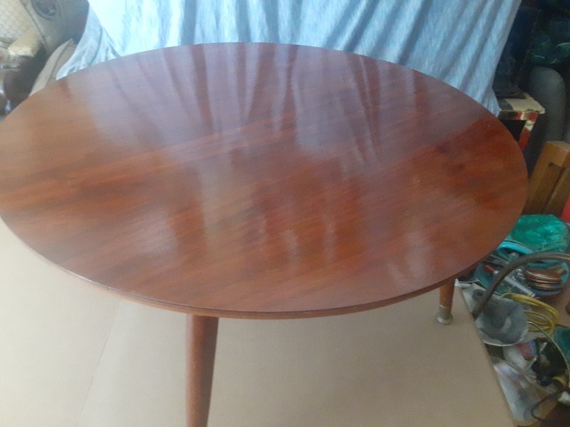 MID CENTURY MODERN 32" ROUND THIN EDGE EAMES ERA 16"T COFFEE TABLE TAPPER LEGS gallery