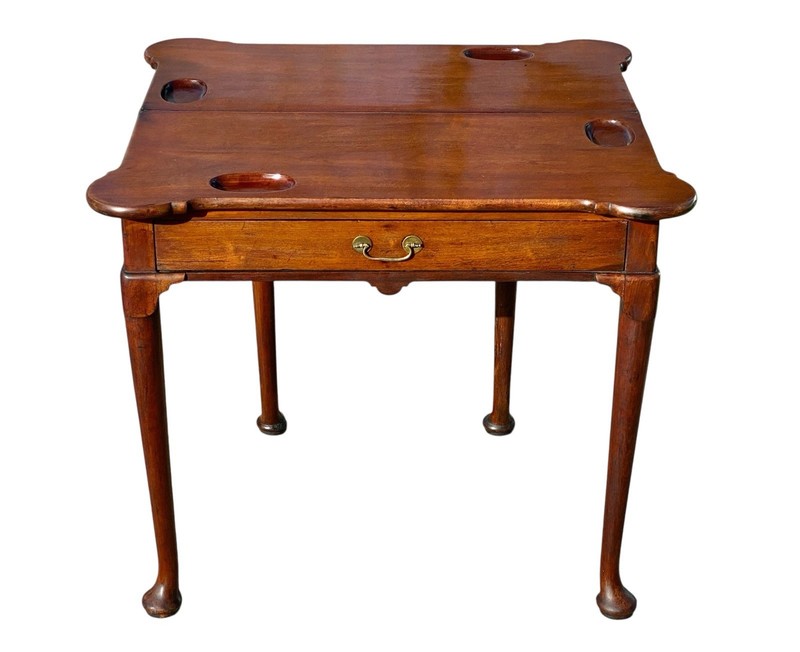 Antique English George III Mahogany Card Table / Console Table With Drawer gallery