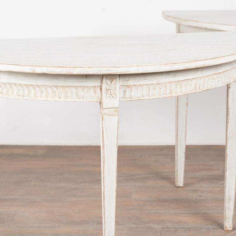 19th Century Swedish White Demi Lune Console Tables gallery