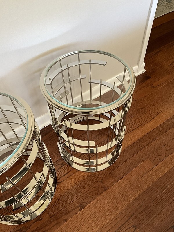 Thomas Pheasant For Baker Furniture Tic Tac Side Drink Table Nickel Set gallery