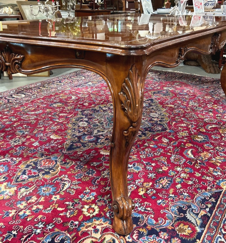 Louis XV Style Mahogany and Burl Dining Table gallery