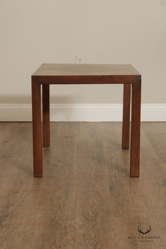 Lane Mid Century Modern Inlaid Parsons Style Square Walnut Side Table gallery