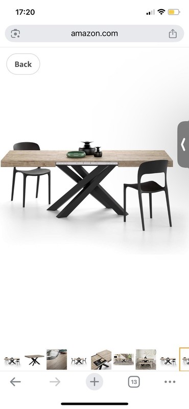Italian Extendable Dining Table, Oak With Black Crossed Legs