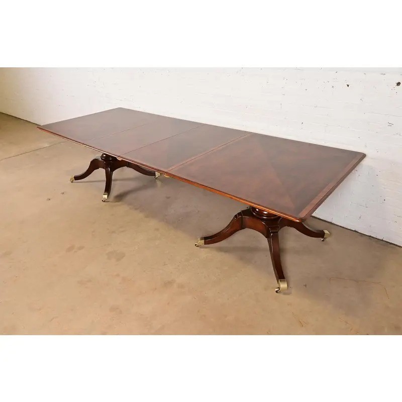 Baker Furniture Style Georgian Mahogany Extension Dining Table, Newly Refinished
