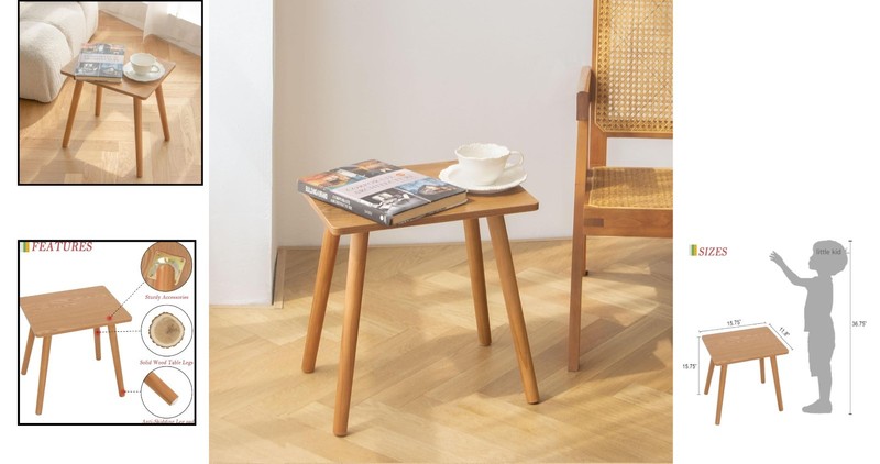 Elegant Solid Wood Side Table - 11.8''x15.8'' Small Nightstand for Living Room gallery