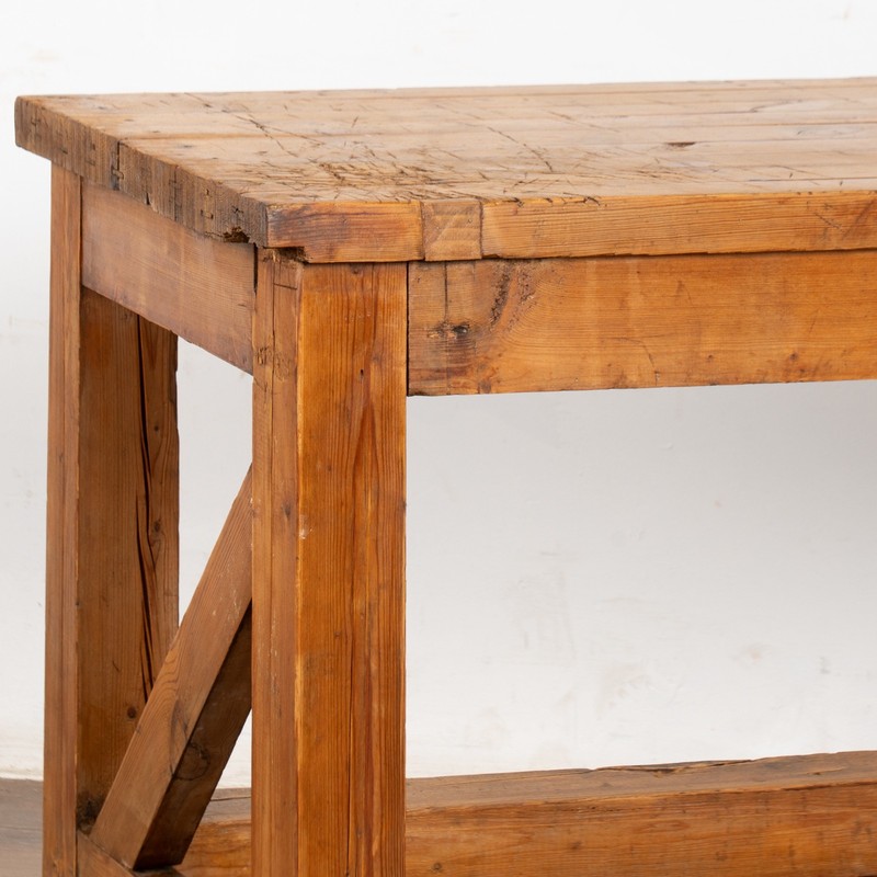 Late 19th Century Rustic Pine Work Table Console Island gallery