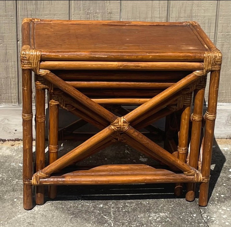 1950s Set of 3 Rattan Nesting Side Tables gallery