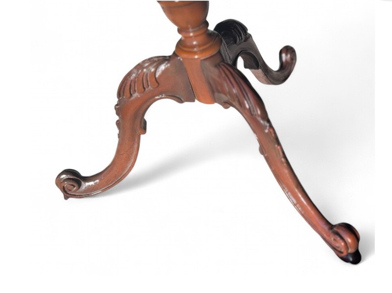 Vintage Chippendale Style Mahogany 2-Tier Pie Crust Side Table Carved Foot gallery
