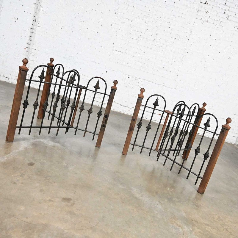 Antique Rustic Wrought Iron Fence Base Custom Dining Table & Beveled Glass Top gallery