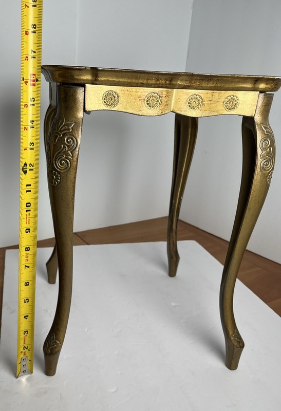Vintage Italian Florentine Side Table Gold Baroque MCM 12" X 12"X 16.75" Nesting gallery