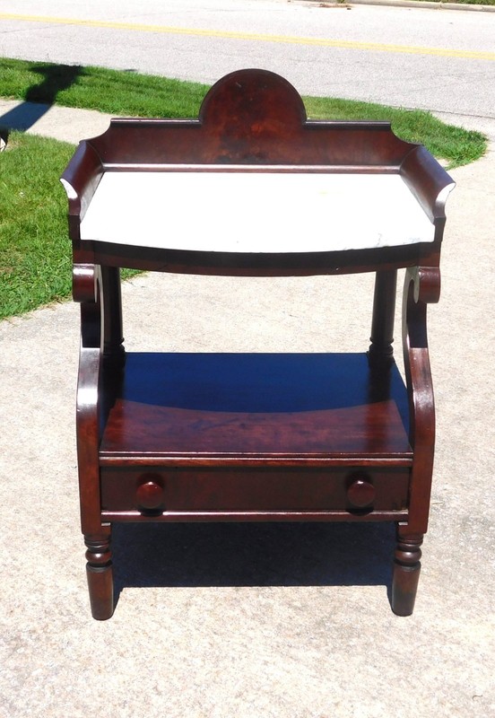 Mahogany Empire Marble Top Washstand circa 1840
